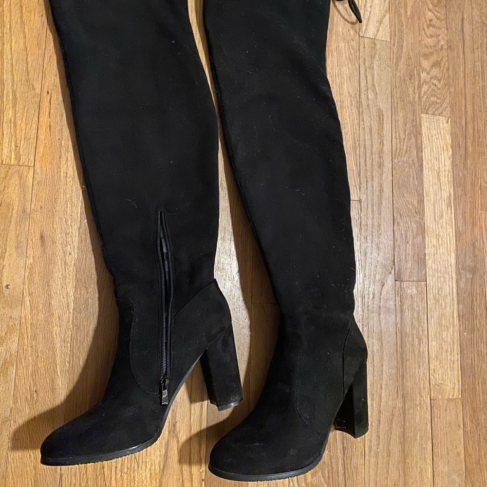 Thigh high suede boots